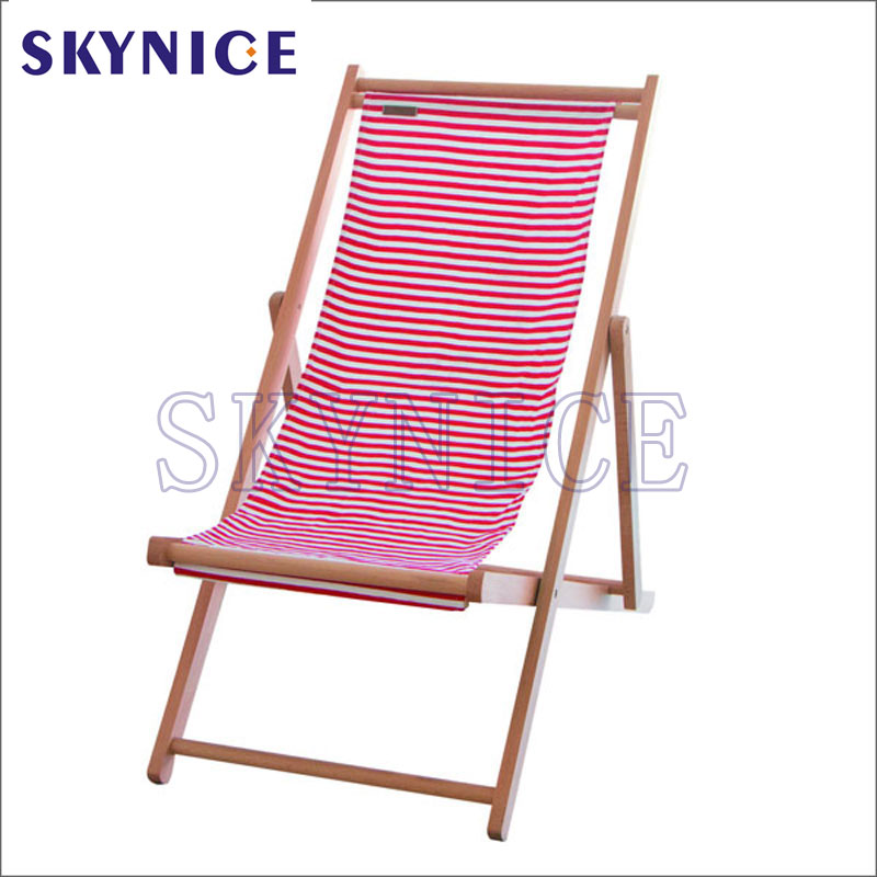 Udendørs sammenfoldelig træ slynge strandstol med stripe